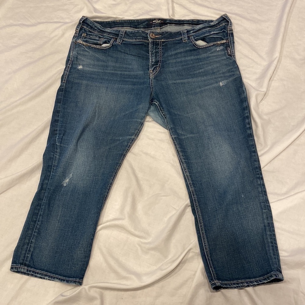 Silver Jeans Women's Dark Blue Cropped Ankle Jeans